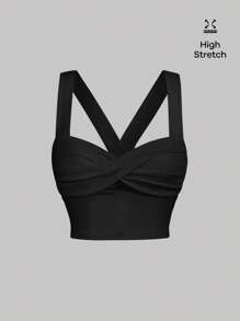 SHEIN MOD Áo hai dây màu trơn Giải trí - màu đen - Xem 5