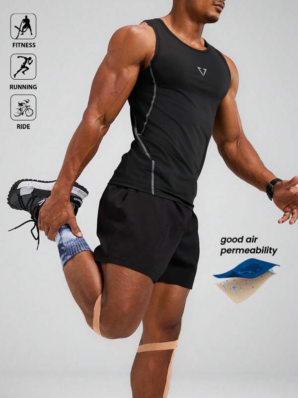 Manfinity Sport Polished Męska minimalistyczna, swobodna, sportowa koszulka bez rękawów, ubrania do ćwiczeń, koszulki i topy do biegania, dopasowana koszulka z okrągłym dekoltem