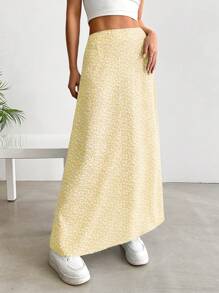 SHEIN EZwear Summer Casual Yellow Printed Ladies' Skirt - Yellow - View 5