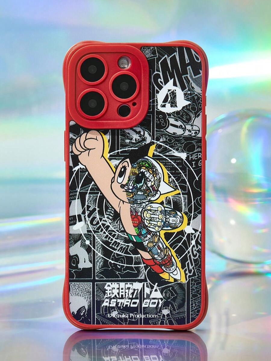 Astro Boy X SHEIN Cartoon Printed Protective Cover Design Cool Phone Case, Compatible With IPhone - Pink - View 1
