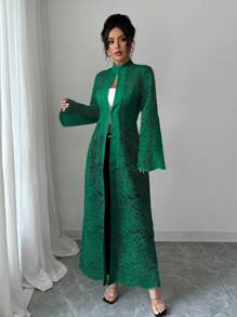 Elenzga Ladies Long Sleeve Thin Floral Lace Solid Color Jacket, 2025 New Arrival - Dark Green - View 5