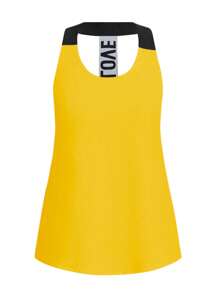 Easithlete Easithlete Conjunto deportivo de mujer con bloques de color impresos, ropa de gimnasio y entrenamiento atlético - Amarillo - Ver 4