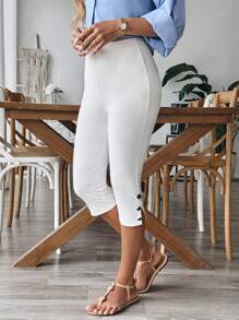 EMERY ROSE Women's Solid Color Slim Fit Casual Vacation Pants - White - View 6