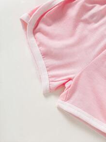 SHEIN Bộ 4 món quần short thể thao màu kẹo dễ thương thường ngày cho bé gái/trẻ sơ sinh 0-3 tuổi mùa xuân/hè, bộ đồ mặc hàng ngày 4 món - Nhiều màu - Xem 3