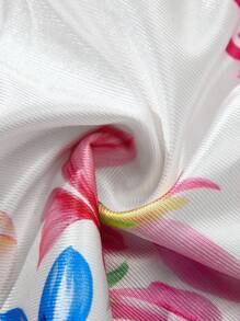 ROMWE MEN Prep Men's Shorts With Vibrant Floral Patterns - White - View 8