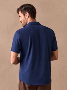 HIMLAND Men Solid Button Front Blue Shirt Without Tee