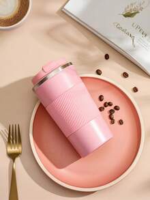 1 pièce Mug de transport en acier inoxydable isotherme, mug de voyage portable et élégant avec couvercle étanche, mug de café isotherme réutilisable pour boissons chaudes et froides/thé - mug de café de transport pour voiture, fournitures scolaires