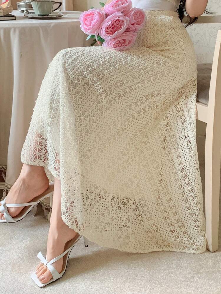 Women's Summer Hollow Textured A-Line Skirt
