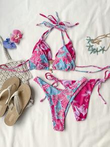 Comfortcana Conjunto de biquíni feminino com alças finas, moderno para o verão