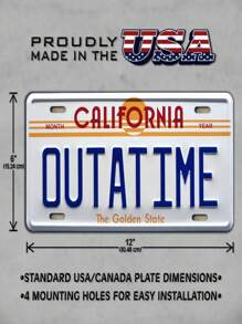 SHEIN Quay lại tương lai | Delorean | Outatime | Biển số xe bằng kim loại dập nổi - Nhiều màu - Xem 3