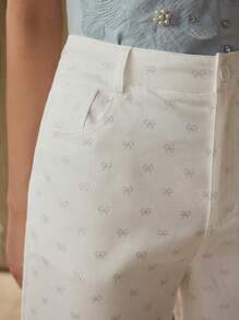 MOTF PREMIUM PANTALON DROIT À IMPRIMÉ nœud TOUT AUTOUR