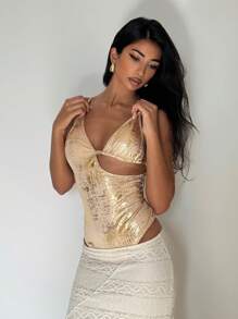 EgrlEra Metallisch-sexy Badeanzug für Frauen, perfekt für den Sommerstrand