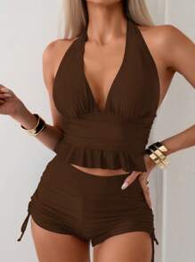 Swim Lushoire 夏日假期海滩纯色比基尼套装