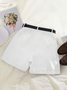 INAWLY Women's Solid Color Pleated Casual Versatile Shorts