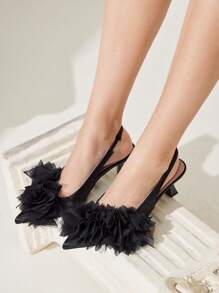 CUCCOO CHICEST Silver Pointed Toe Women's High Heels With Unique Strap Design, Elegant & Commuting-Suitable - Black - View 3