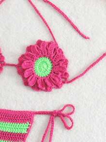 Swim Mod Women's Holiday Beach 3D Floral Knit Cover-Up For Summer Beach Vacation