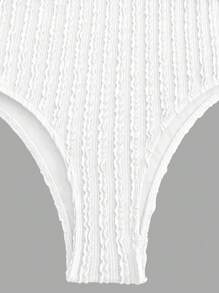 Swim Oasis 2 pezzi/set Costume da bagno da donna 2025 in tessuto texturizzato, monospalla senza maniche con schiena scoperta, con spacco e fiocco, costume da bagno per vacanze al mare