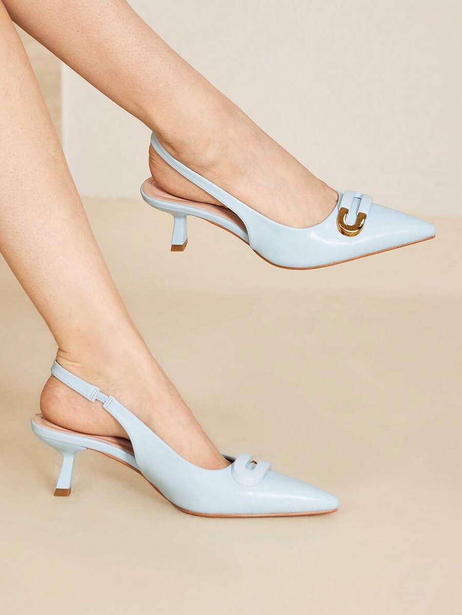 MOTF PREMIUM POINTED TOE CASUAL PUMPS, SUITABLE FOR ALL SEASONS FOR CHRISTMAS - Baby Blue - View 2