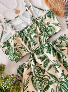 梭织印花吊带背心、女式扭纹镂空无袖连体裤、图案印花女式夏装、女式节日装、波西米亚风时尚装、女式沙滩装、飘逸休闲波西米亚女装、女式热带风情装 - 彩色 - 查看 4