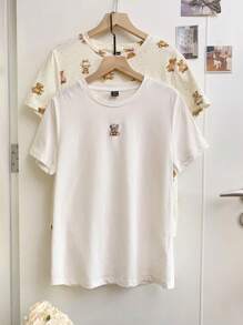 CovetEZ 两件套：女式熊印花T恤，夏季时尚