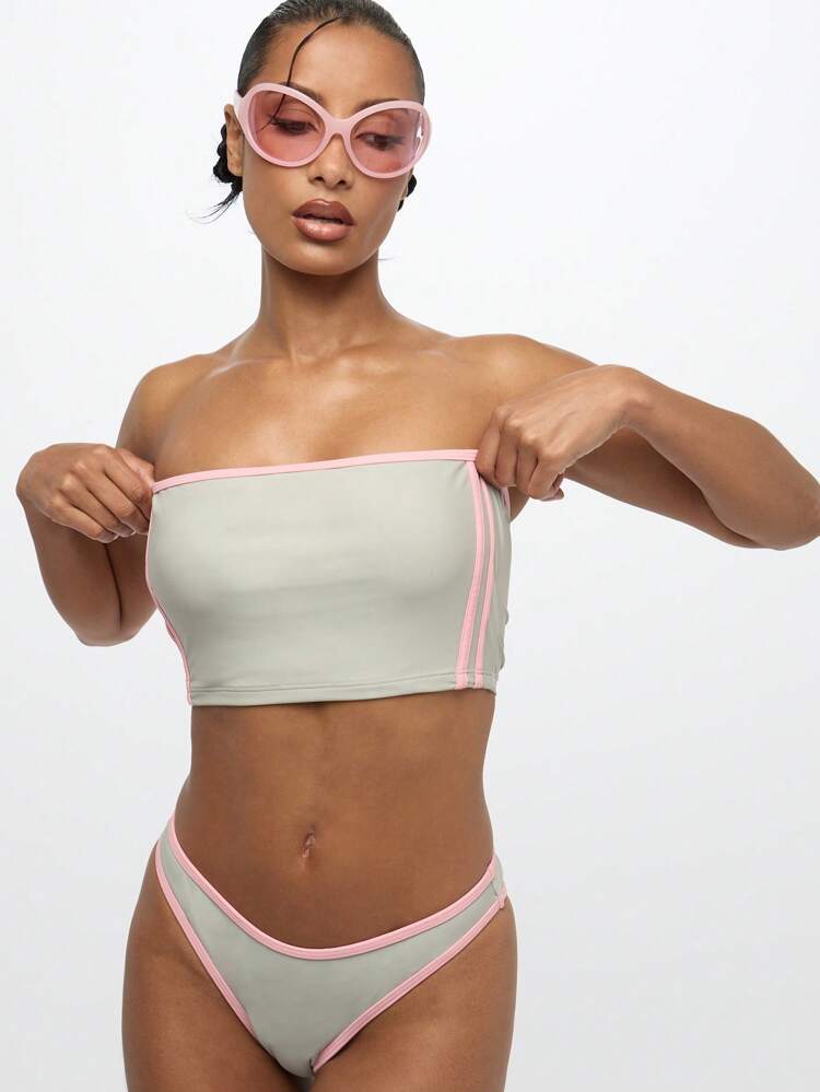 SUMWON WOMEN Chic Boobtube Style Bandeau High Cut Bikini Set