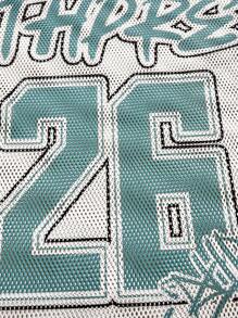 SHEIN Bolty 1pc Teen Boy's Loose Dropped Shoulder Letter Print Mesh Short Sleeve T-ShirtSpring Wear; Teen Boys' Clothing; Teen Boy' Jackets, Spring Back To School - White - View 5