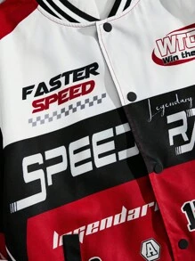 AXEPEAK Men's Letter Printed Woven Casual Baseball Jacket, Long Sleeve Going Out Designer Baseball Jacket, Streetwear Edition, For Fall, Winter, Grunge, Couple Things