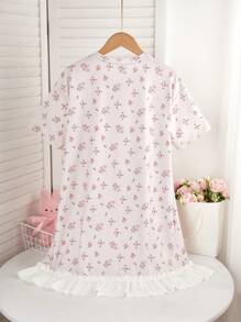 青少年女孩新款简约时尚可爱碎花长袖睡裙家居服返校时尚 - 彩色 - 查看 2