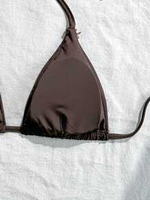 Swim Vcay Women's Solid Color Backless Halter Swimwear Top With Starfish Decor, Suitable For Beach Vacation For Summer