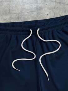 AXEPEAK Pantaloncini oversize da uomo con toppe a lettera, bordo a contrasto e vita con coulisse, ispirati allo streetwear