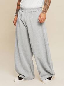 EASEVO Plus Size Men's Casual Grey Loose Knit Baggy Sweatpants, School