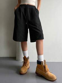 DAZY Pantalones cortos informales y versátiles para mujer con cintura ajustable con cordón
