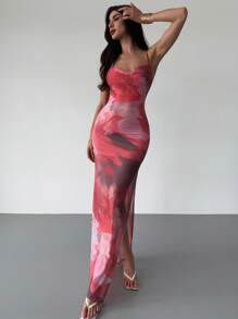 Firerie Váy Maxi hở lưng ôm sát, đơn giản, nhiều màu, họa tiết in hình bãi biển, chụp ảnh du lịch cho nữ, mùa hè - Nhiều màu - Xem 7