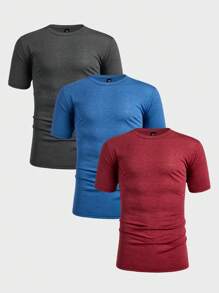 EASEVO 2-Pack Plus Size Men's Casual Round Neck Knit Short Sleeve T-Shirts Tee, Suitable For Summer, School