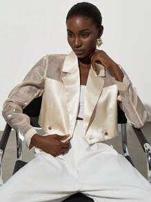 Aveloria Modichic New Versatile Elegant Commuter Minimalist Sophisticated High-End Design Glossy Organza Satin Blend Lightweight Short Jacket For Women