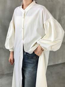 FRIFUL Damen Locker sitzendes Kleid mit langen Laternenärmeln, Langarm, Frühlings-/Herbstkleid