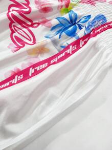 ROMWE MEN Prep Men's Shorts With Vibrant Floral Patterns - White - View 7