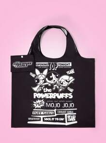 THE POWERPUFF GIRLS X SHEIN 1 件女士可折叠酷炫花朵、泡泡、毛茛图案沙滩包、手提包、健身包 - 彩色 - 查看 2