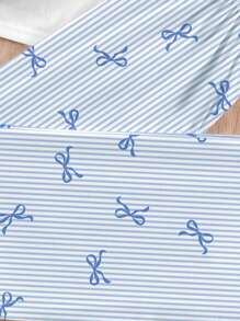 SHEIN Leap Crew 2 件套青少年女孩休闲家居服套装 - 圆领短袖衬衫和阔腿裤 - 彩色 - 查看 6