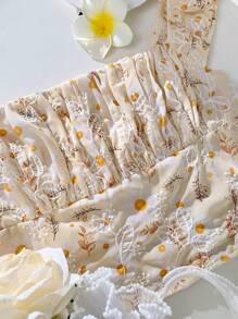 CovetEZ Parte superior informal con estampado floral ditsy para mujer, de moda para el verano