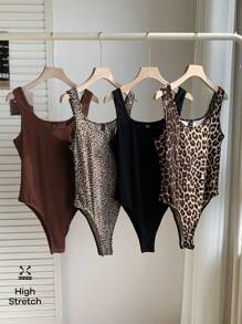 Comfortcana 4pcs/Set Assorted All-Match Leopard Pattern Black & White Versatile Socks, Spring/Summer - Brown - View 8