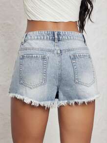 SHEIN ICON Einfache zerrissene ausgefranste Saum Taschen Sommer sexy Jeans Shorts