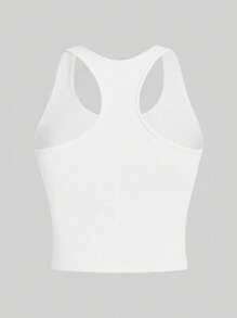 INAWLY Solva 女式夏季休闲百搭纯色白色背心 - 白色 - 查看 4