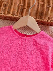 SHEIN 2 pièces Tenue d'été pour bébé fille : Top ample rose à manches courtes à volants et ensemble short à taille élastique