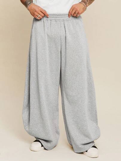 EASEVO Plus Size Men's Casual Grey Loose Knit Baggy Sweatpants, School