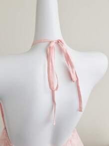 Elamini 女士浪漫花卉刺绣细肩带雪纺假日吊带背心