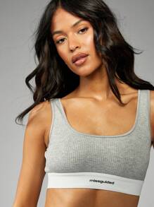 MISSGUIDED 罗纹运动文胸运动健身跑步瑜伽运动日常舒适健身健身房运动服女式文胸上衣