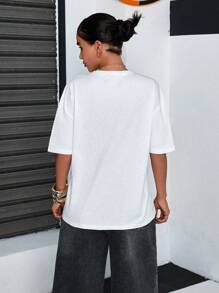 EURMUSE Stile casual, maglietta oversize con ricamo "Nope"