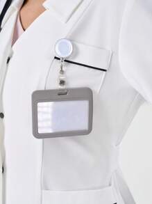 TaskEZ Bata de laboratorio para mujeres con cintura ajustable, 3 bolsillos y contraste de color en las mangas largas