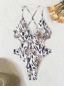 Swim Vcay Women's All-In-One Printed One-Piece Swimsuit (Random Print) For Summer Beach Vacation - Multicolor - View 6